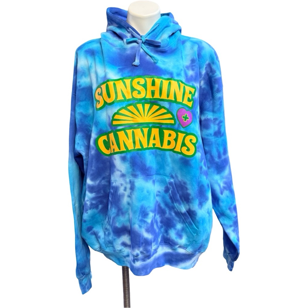 Sunshine Cannabis Blue Tie-Dye Hoodie 2XL UNISEX - Picture 2 of 8